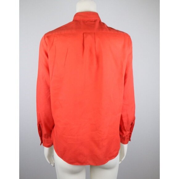 VINTAGE 70s WOMEN'S ORANGE LONG SLEEVE BUTTON-UP TOP - SIZE 36 - JEANIE - Picture 5 of 8
